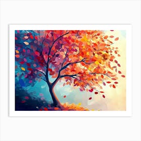 Elegant Colorful Tree With Colorful Leaves 4 Art Print