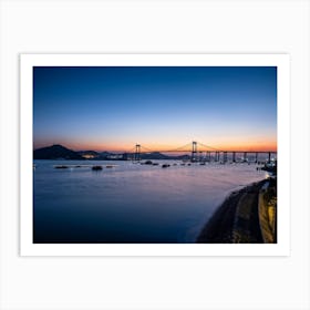 Sunset Over Seto Inland Sea With Light Painting Effects Capturing The Stunning Interplay Of Water An Art Print