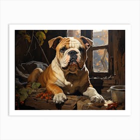 Bulldog Sitting By The Window Art Print