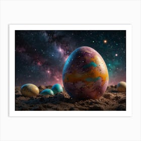 Easter Eggs in space Art Print