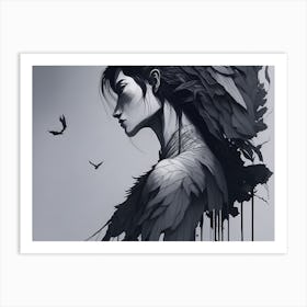 Woman With Feathers Art Print