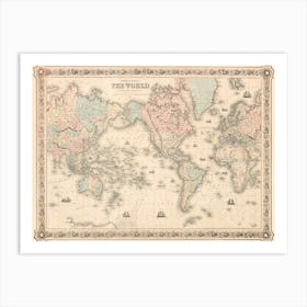 Colton's Map Of The World On Mercator's Projection (1858) Art Print