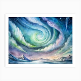 A Dramatic Poster Of The Northern Lights Forming S (1) Art Print