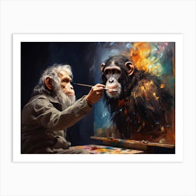 Chimpanzee Painting Himself Art Print