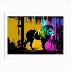 Neon Lion 7 Art Print