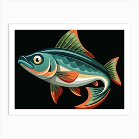 Fish On Black Background Art Print