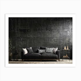 Abstract Retro Design Featuring Block Patterns Mimic Aged Concrete With Rough Texture Set Against T (4) Art Print