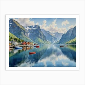 Ripples Beneath Towering Summits Trollfjord Art Print