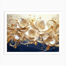 Gold Flowers 37 Art Print