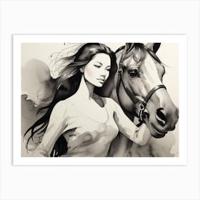 Woman With A Horse Art Print