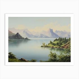 Summer Coastal Lake Vintage Art Print