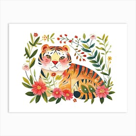 Little Floral Siberian Tiger 4 Art Print