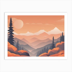Misty mountains horizontal background in orange tone 47 Art Print