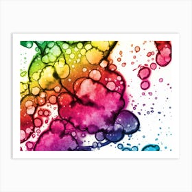 Abstraction Watercolor Rainbow Bubbles Art Print