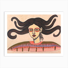 Woman With Long Hair 07 Art Print