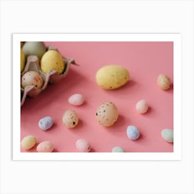 Easter Eggs On Pink Background 6 Art Print