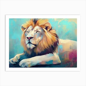 Lion Animal Abstract Art In Pastel Colors 1 Art Print