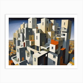 Cubist City Blocks Art Print