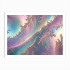 Abstract Image Of Swirling, Iridescent Clouds In Shades Of Purple, Blue, And Pink, With A Hint Of Gold Glitter, Creating A Dreamy, Ethereal Effect Art Print