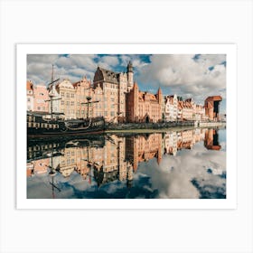 Reflections Of The Harbour In Gdansk In Poland Art Print