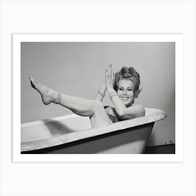 Zsa Zsa Gabor Seated In Bathtub Wearing Jewels Art Print