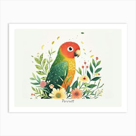 Little Floral Parrot 2 Poster Art Print