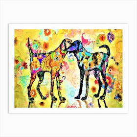 Canine Connections - Two Dogs Kissing Art Print