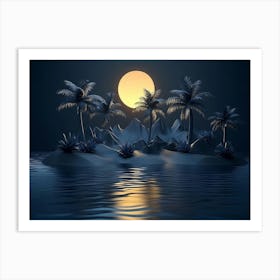 Tropical Island At Night Art Print