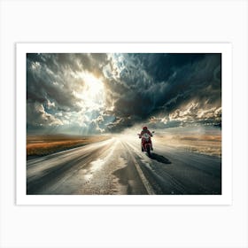 Motorcycle Rider On The Road 4 Art Print