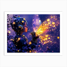 Girl With A Butterfly 2 Art Print