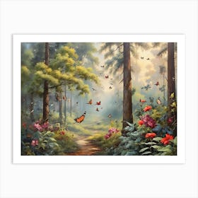 Butterflies In The Forest Art Print