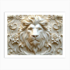 Carving of Lion Head Art Print