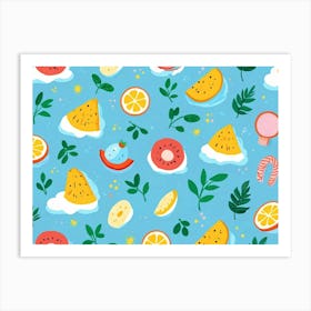 Summer Fruit Pattern Art Print