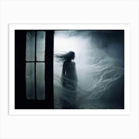 Ephemeral Entity Vocalizing Painful Sounds Through The Ethereal Partition Ghostly Silhouette Caught (4) Art Print