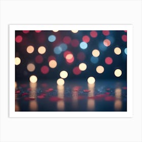 Abstract Background With Blurred, Festive Lights In Shades Of Red, Blue, And Yellow Art Print