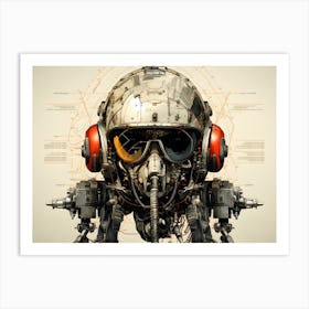 Diagrammatic Drawing Of A Fighter Pilot Helmet Art Print