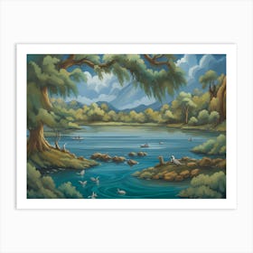 Landscape By The Lake Art Print