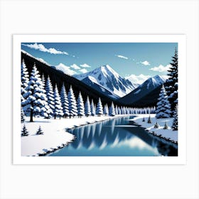 Winter's Reflection: A Frozen Lake 1 Art Print