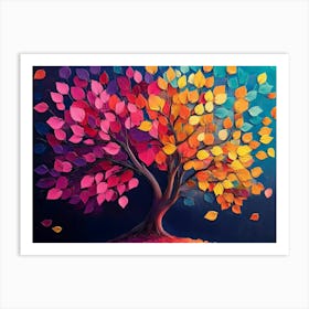 Elegant Colorful Tree With Vibrant Leaves Hanging Branches 2 Art Print