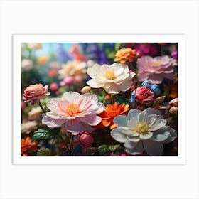 Flowers In The Garden Paintings Art Print Art Print