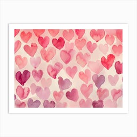 Watercolor Hearts Art Print