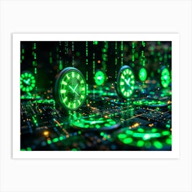 Clocks On A Computer Screen Art Print