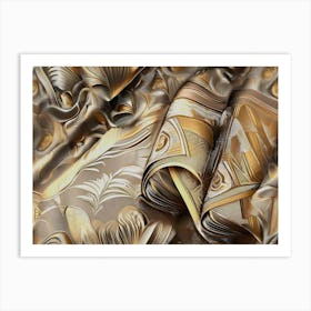 Gold Silk Fabric Art Print