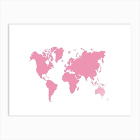 Pink World Map Art Print