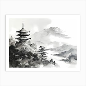 Pagoda In The Mountains Art Print