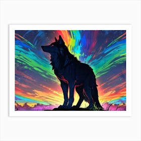 Wolf In The Rainbow Art Print