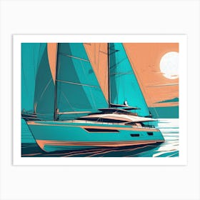 Yacht At Sunset Art Print