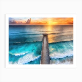 Aerial Pier Sunset2 Art Print