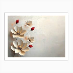 Simple Floral Painting On A Light Gray Painting Art Print