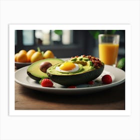 Avocado With Egg And Fruit Art Print